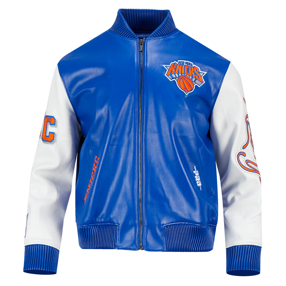 Pro Standard NBA NEW YORK KNICKS CITY SIGNATURE MEN'S LEATHER VARSITY JACKET
