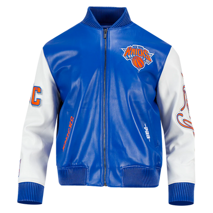 Pro Standard NBA NEW YORK KNICKS CITY SIGNATURE MEN'S LEATHER VARSITY JACKET