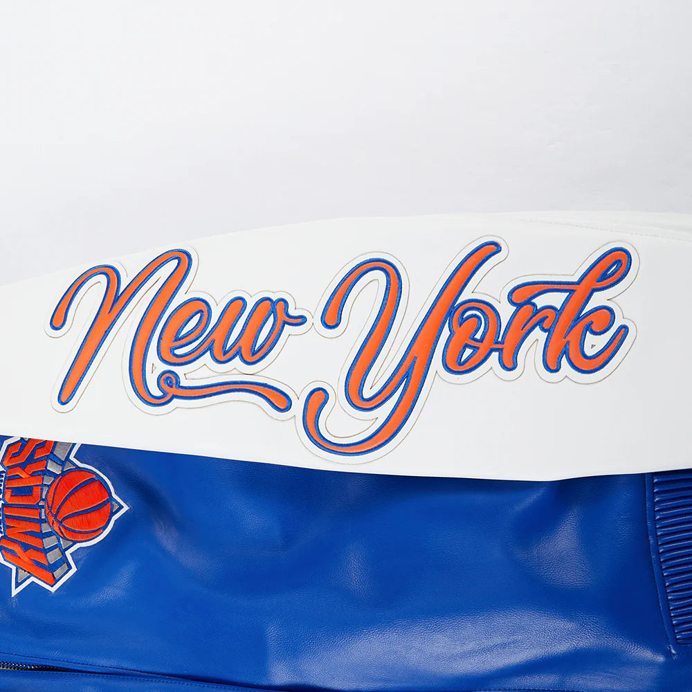 Pro Standard NBA NEW YORK KNICKS CITY SIGNATURE MEN'S LEATHER VARSITY JACKET